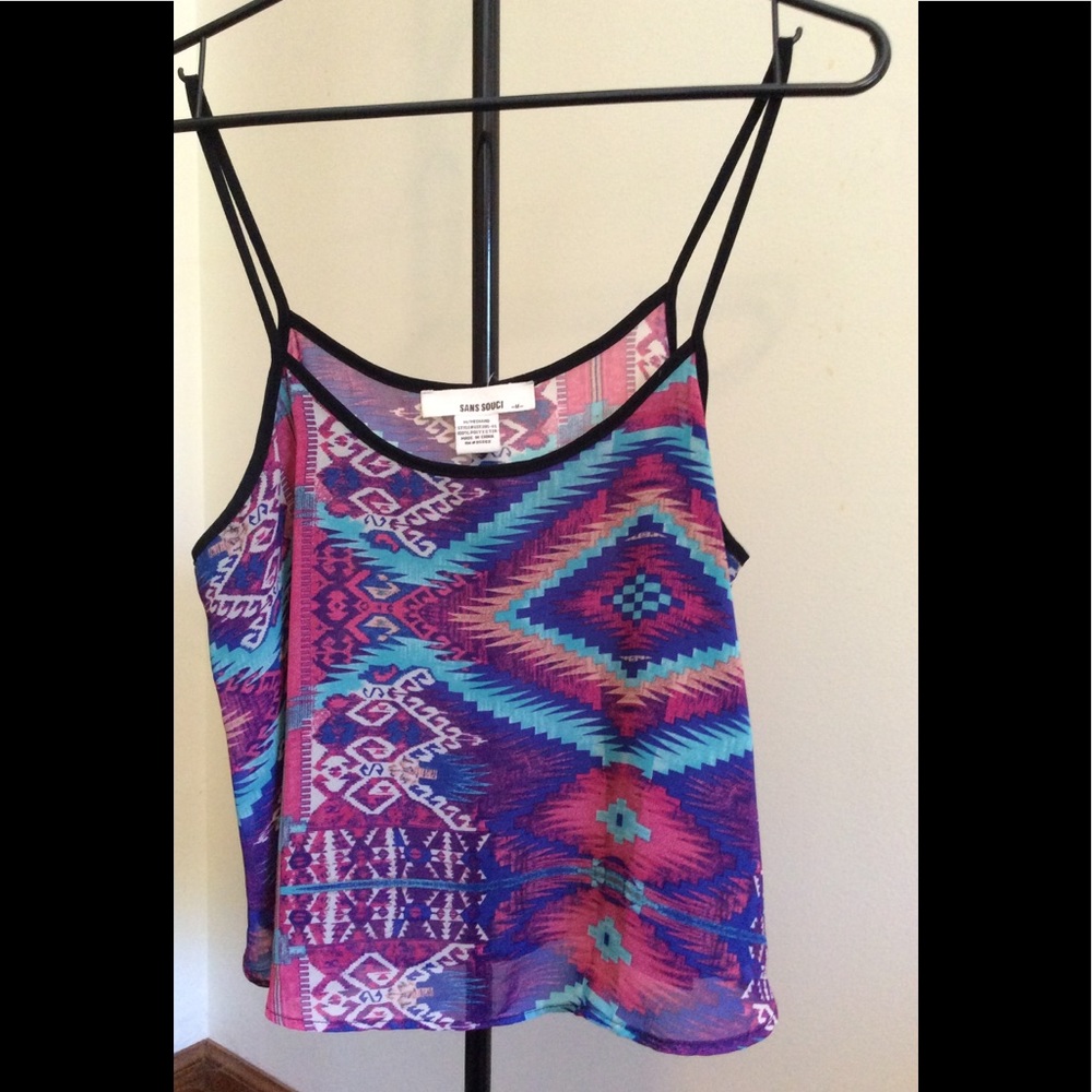Tribal Design Flowy Crop Top